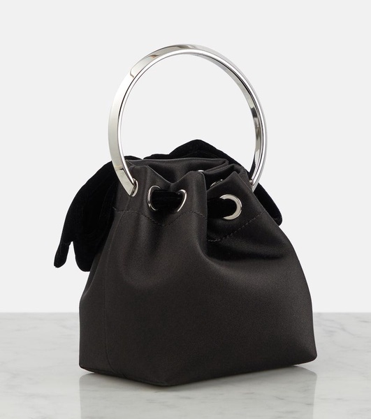 Bon Bon Small satin and velvet bucket bag