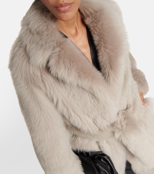 Belted shearling coat