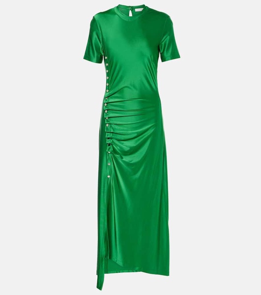 Ruched satin maxi dress