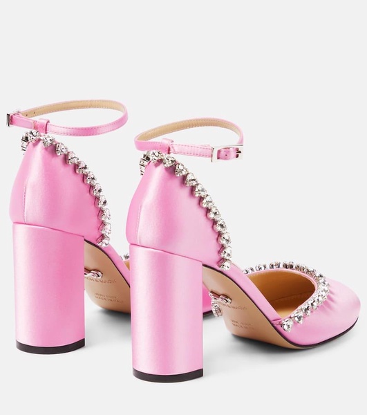 Audrey crystal-embellished satin pumps