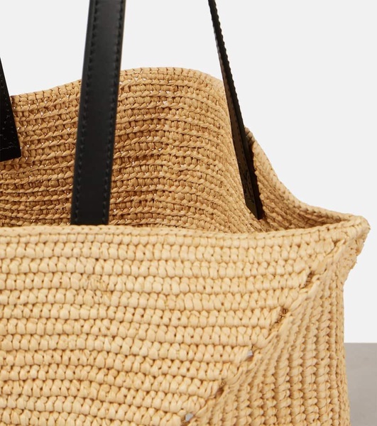 Paula's Ibiza Puzzle Fold raffia tote bag