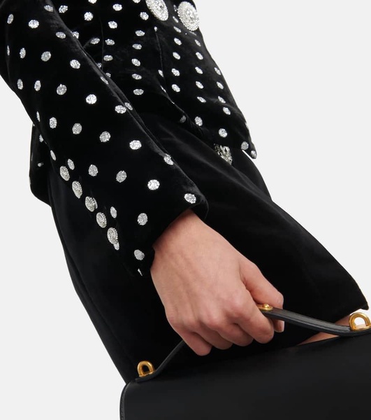 Polka-dot embellished velvet blazer