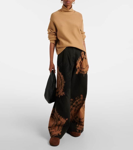 Printed cotton wide-leg pants