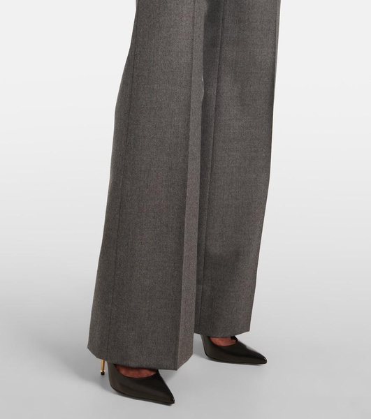 High-rise wool twill bootcut pants