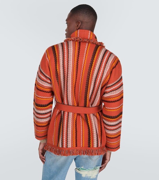 Ushuaia Stories Baja Striped Fringed Wool Cardigan