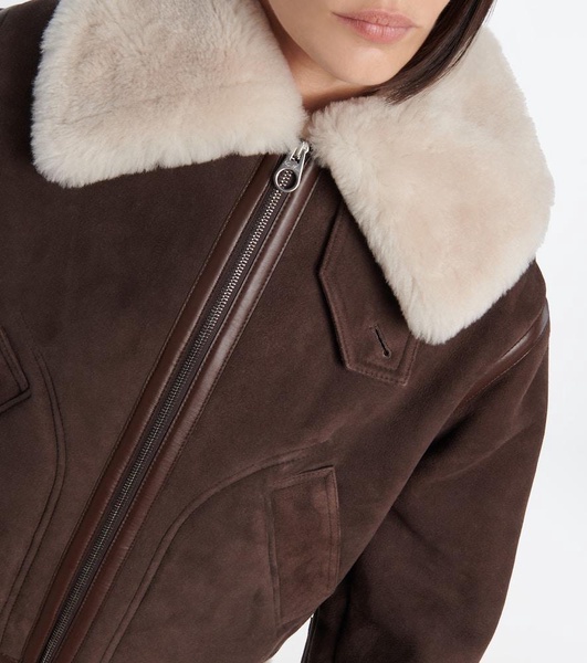 Shearling-trimmed suede jacket