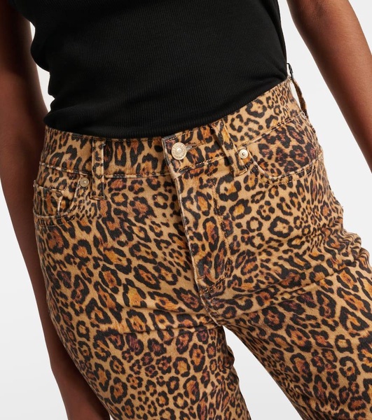 Ali leopard-print high-rise flared jeans