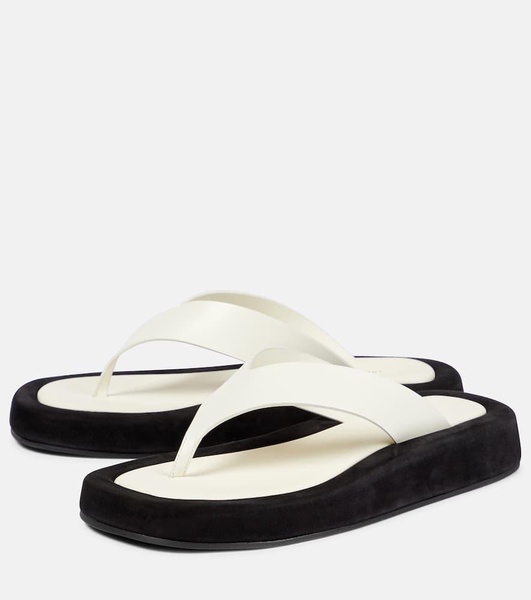 Ginza leather and suede thong sandals