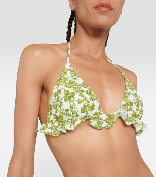 Ruffle-trimmed printed bikini