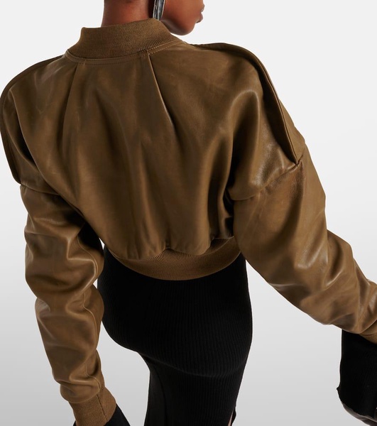 Flight cropped leather bomber jacket