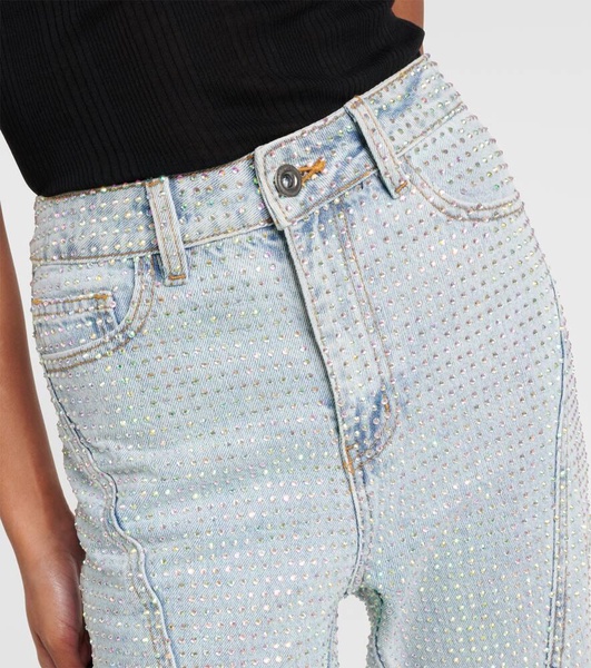 Embellished high-rise straight jeans