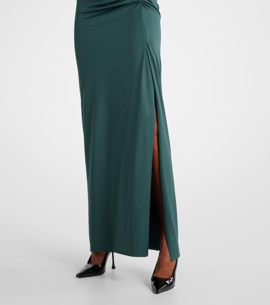 Ruched asymmetric gown