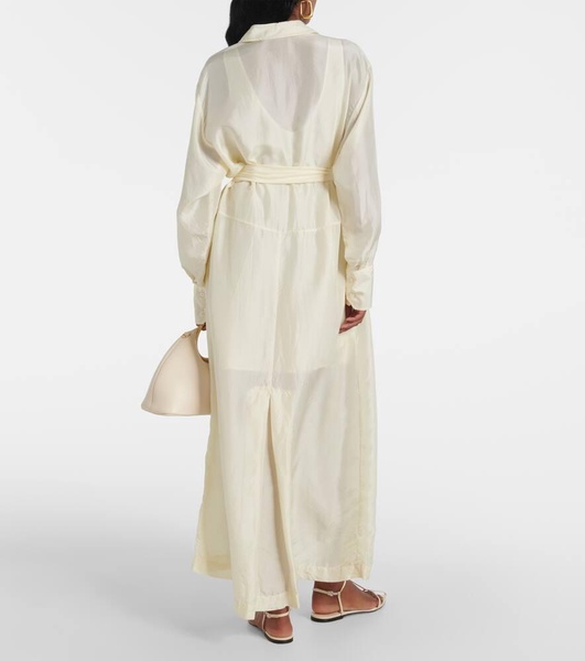 Belted silk shirtdress