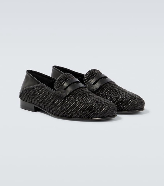 Padstow raffia and leather loafers