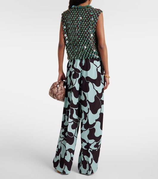 Printed crêpe palazzo pants