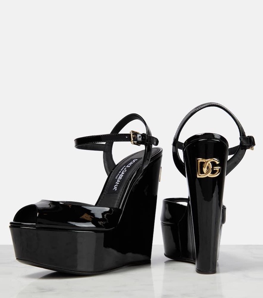 Patent leather wedge sandals