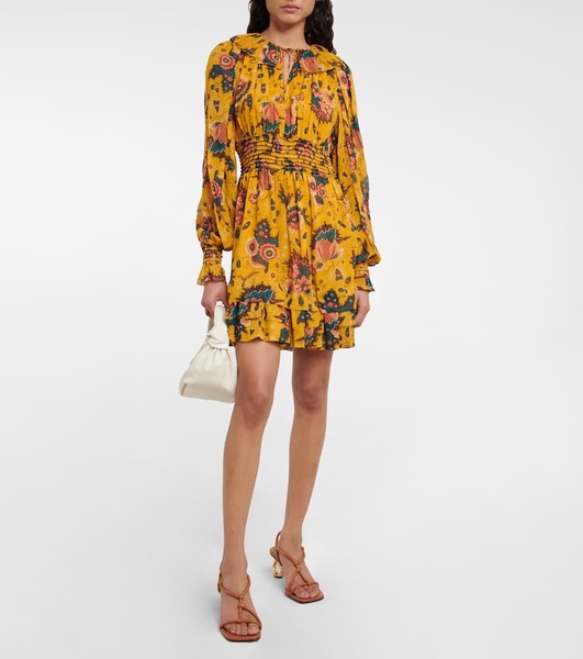 Adara floral silk chiffon minidress