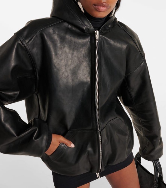 Hooded leather jacket