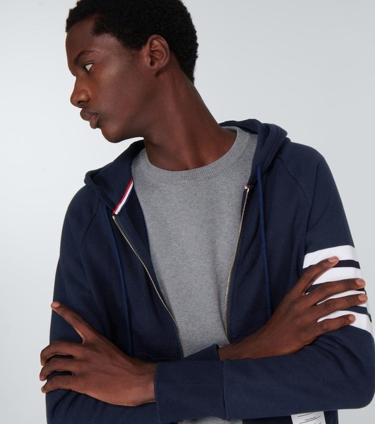 4-Bar zip-up hooded sweatshirt