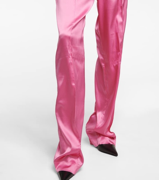 High-rise silk-blend satin pants