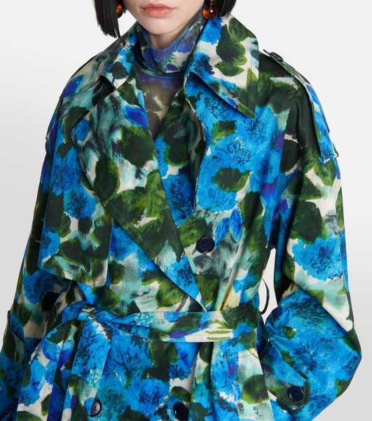 Floral cotton trench coat