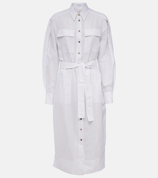 Striped cotton and silk-blend shirt dress