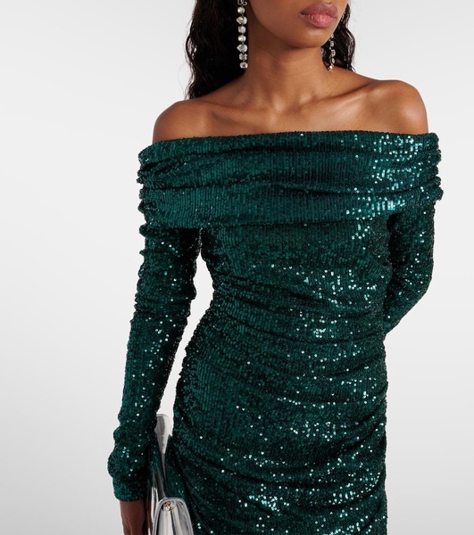 Off-shoulder sequined gown