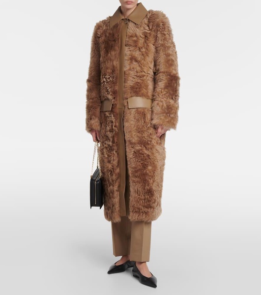 Curly shearling lamb long coat