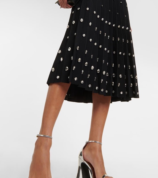 Primrose crystal-embellished stretch-knit midi skirt