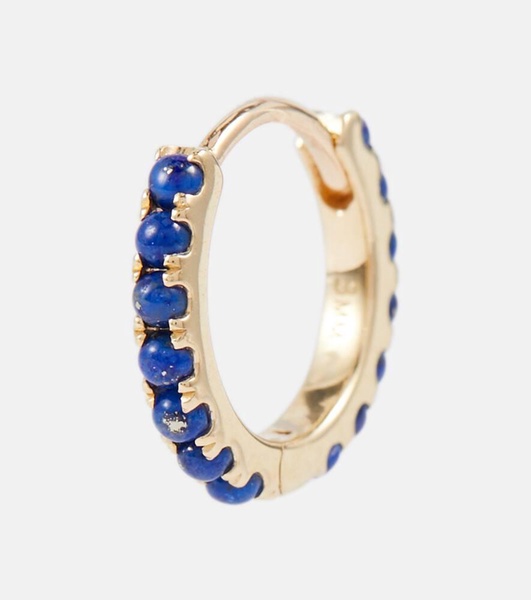 Eternity 14kt gold single hoop earring with lapis