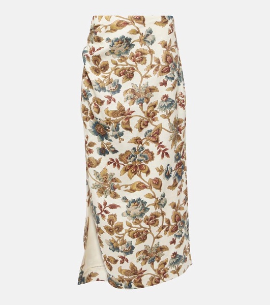 Eleanora floral linen maxi skirt