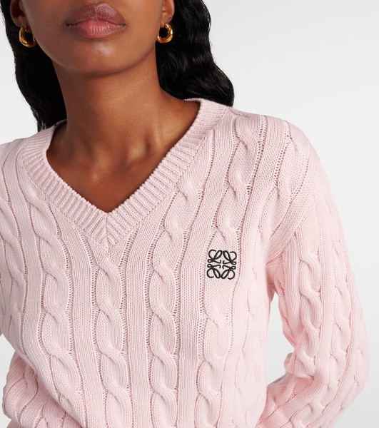 Anagram cable-knit cotton sweater