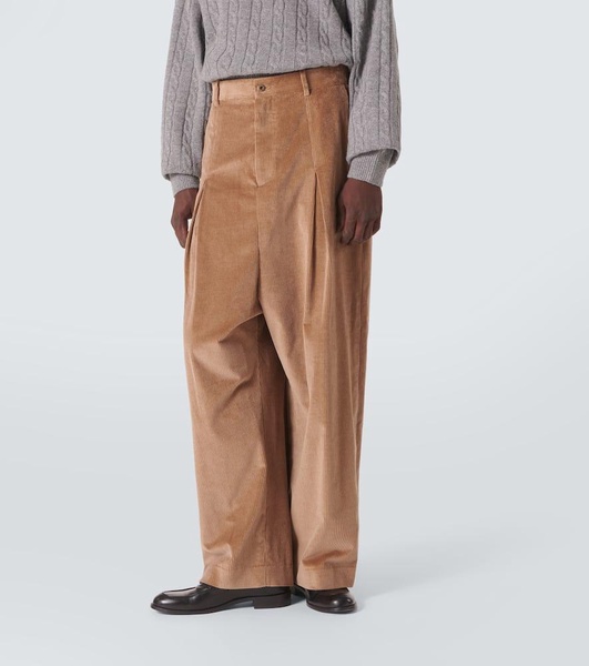 Cotton and cashmere corduroy wide-leg pants