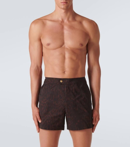 Cheetah-print swim trunks