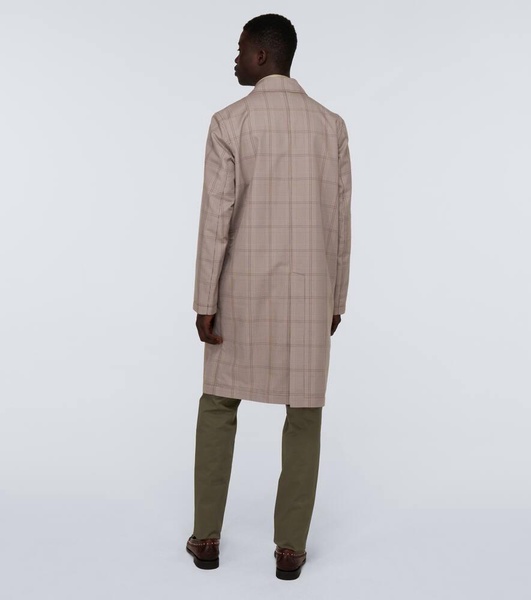 Prince of Wales checked trench coat