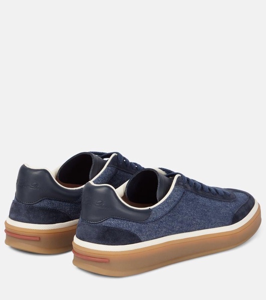 Tennis Walk suede-trimmed denim sneakers