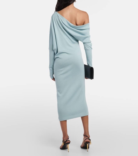 Off-shoulder cashmere-blend midi dress