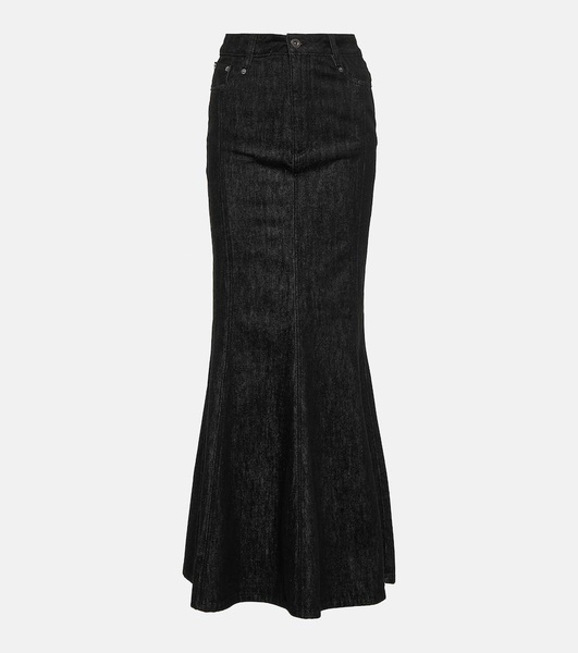 Flared denim maxi skirt