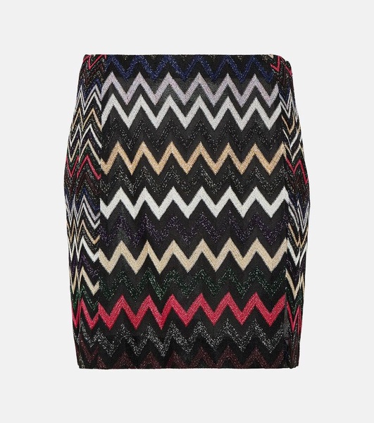 Zig-zag lamé mini skirt