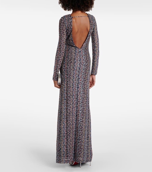 Zig Zag metallic knit maxi dress