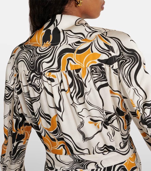 Printed double-breasted satin coat