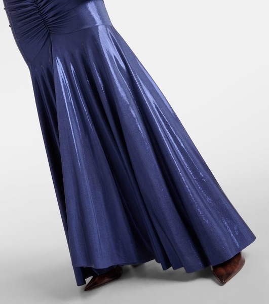 Ruched lamé gown