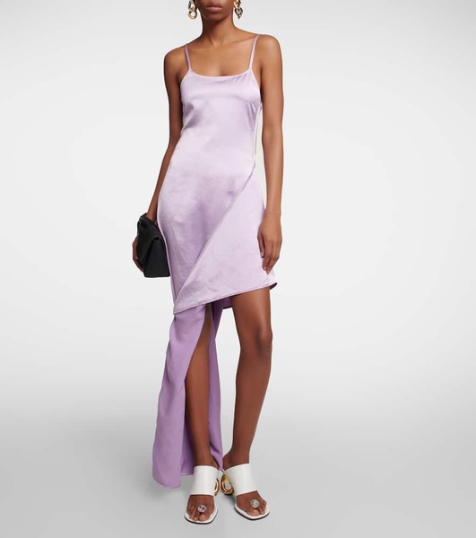 Satin zip slip dress