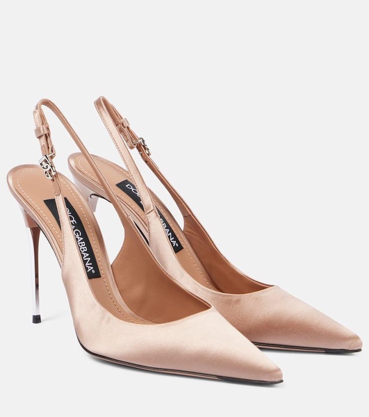 Satin slingback pumps