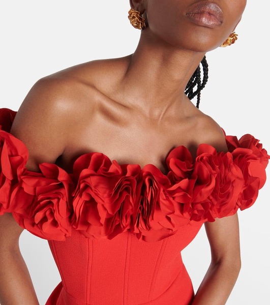 Odetta floral-appliqué strapless dress