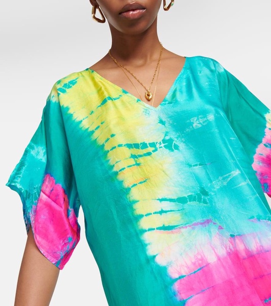 Tie-dyed silk kaftan