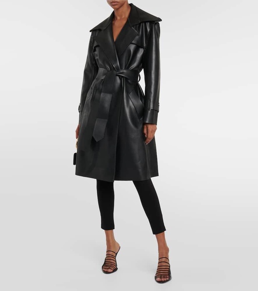 Faux leather trench coat