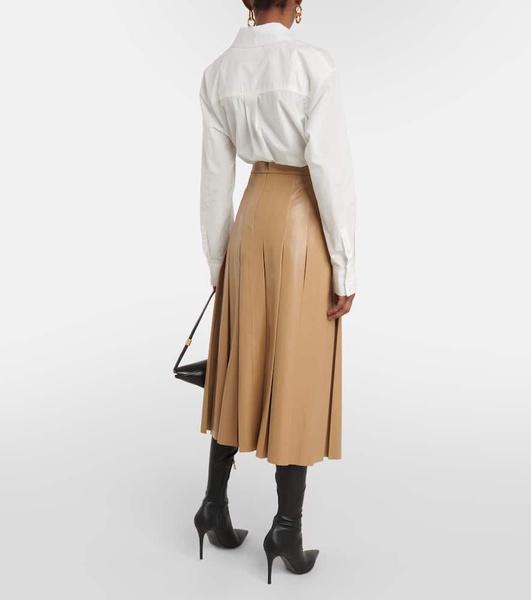 Herson pleated faux leather midi skirt