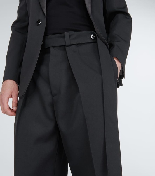 Mid-rise wide-leg wool pants