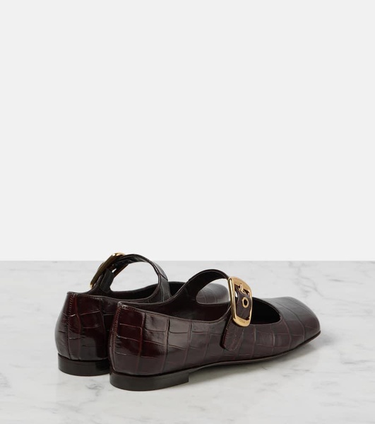 Polly croc-effect leather Mary Jane flats